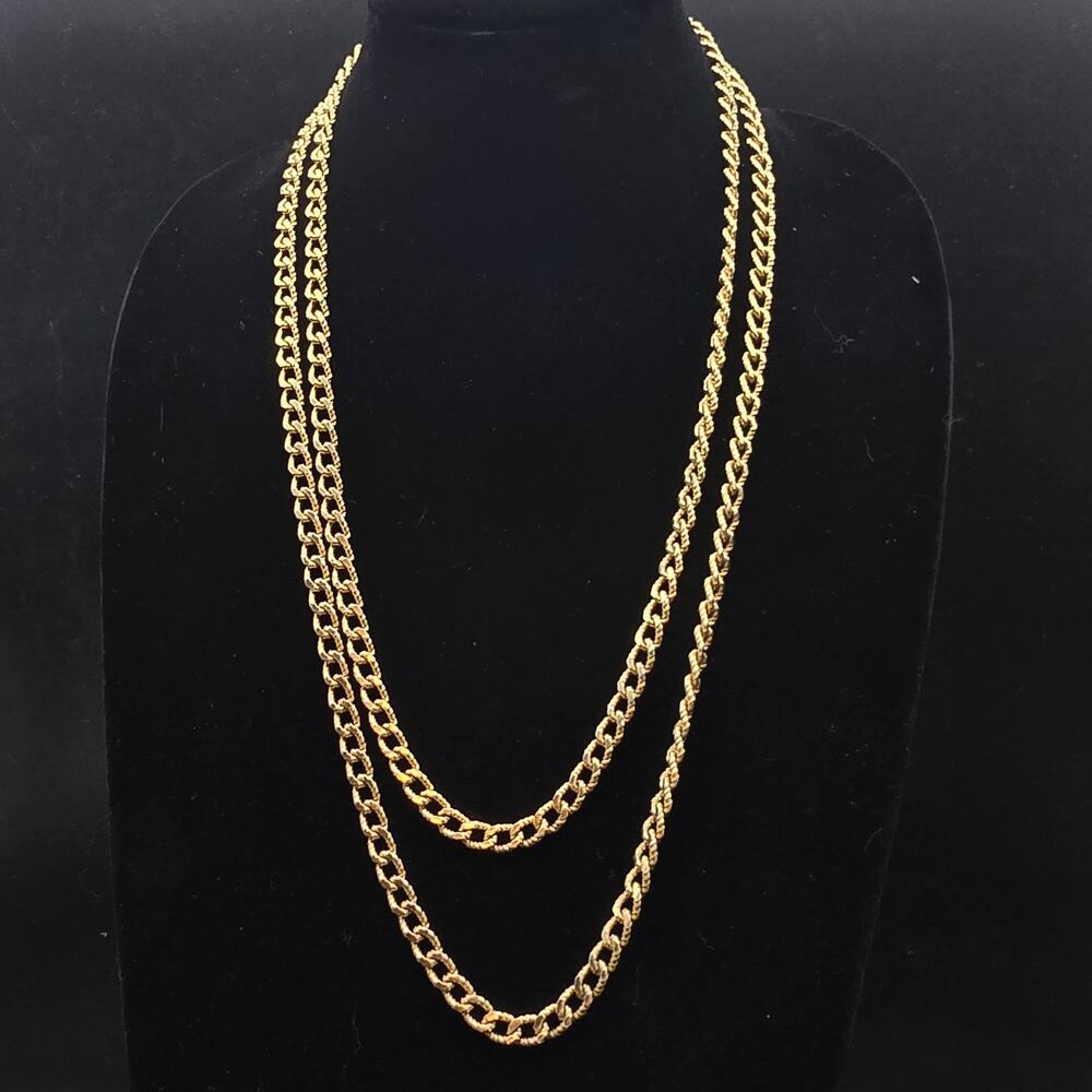Monet Gold Tone Chain Necklace Long Layering Vintage Costume Jewelry
